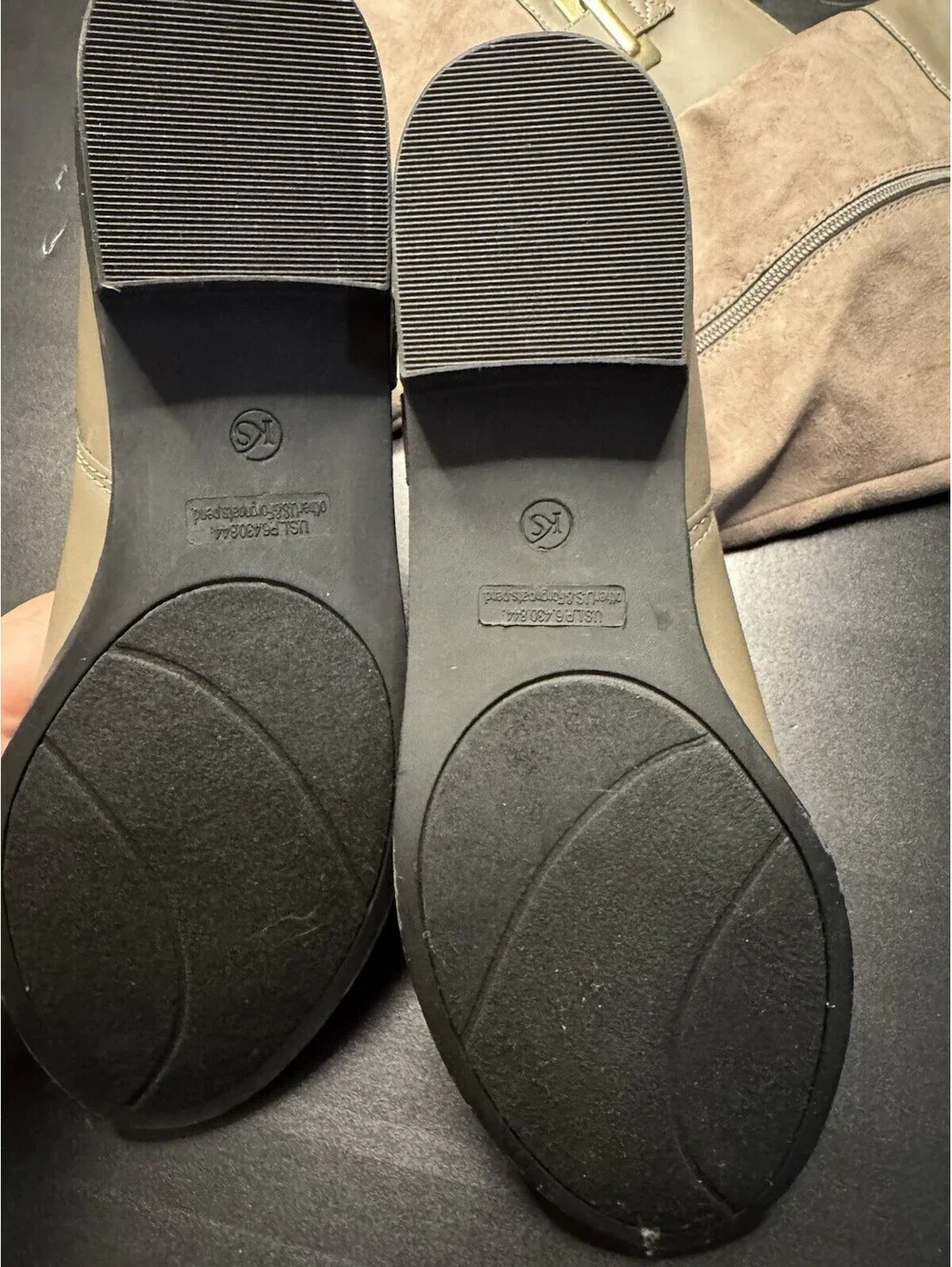 Knee High Boots Black Faux Suede Full Zip Size 8 Wide Calf Buckles &Flat Front